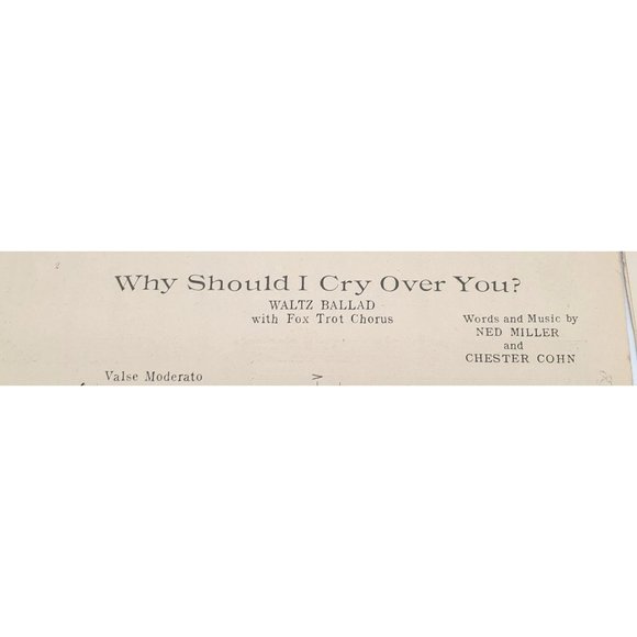 Vintage Sheet Music 1922 Why Should I Cry Over You Waltz Miller Cohn - Picture 2 of 5